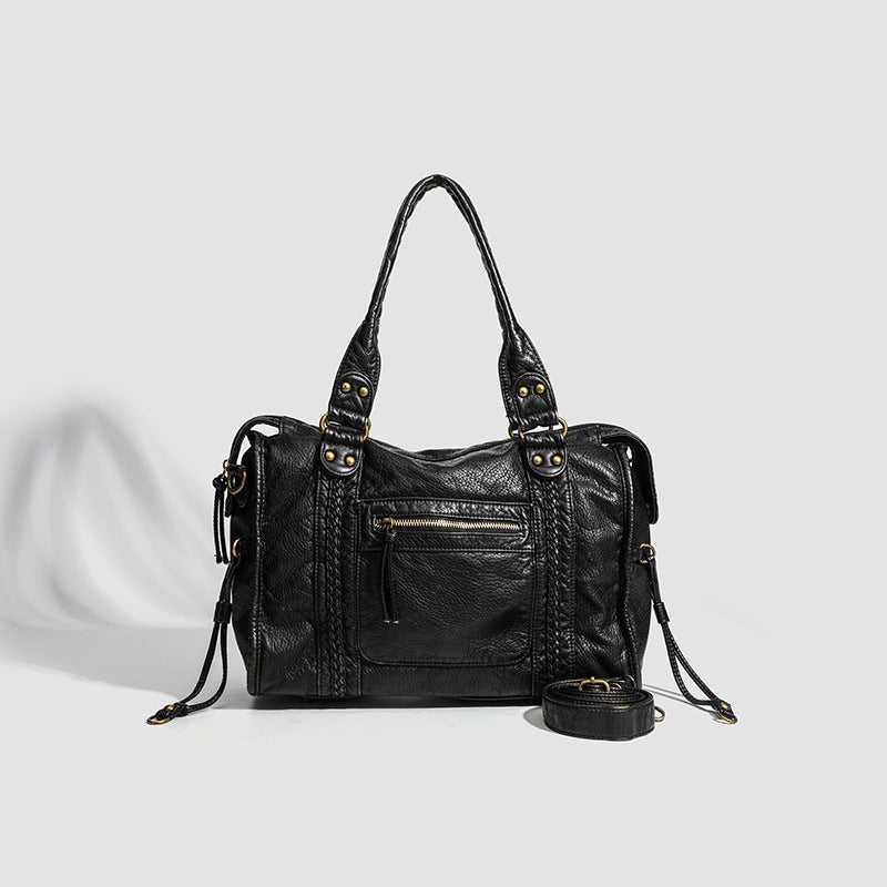 Women Soft Washed Leather Shoulder Bag