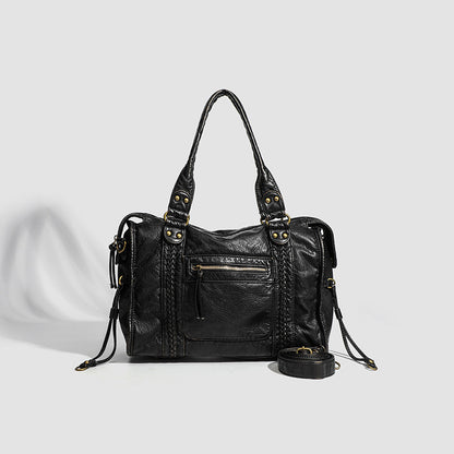 Women Soft Washed Leather Shoulder Bag