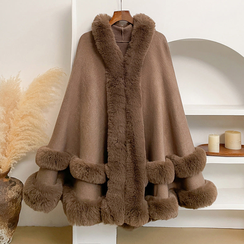Cashmere knitted cardigan shawl cape coat