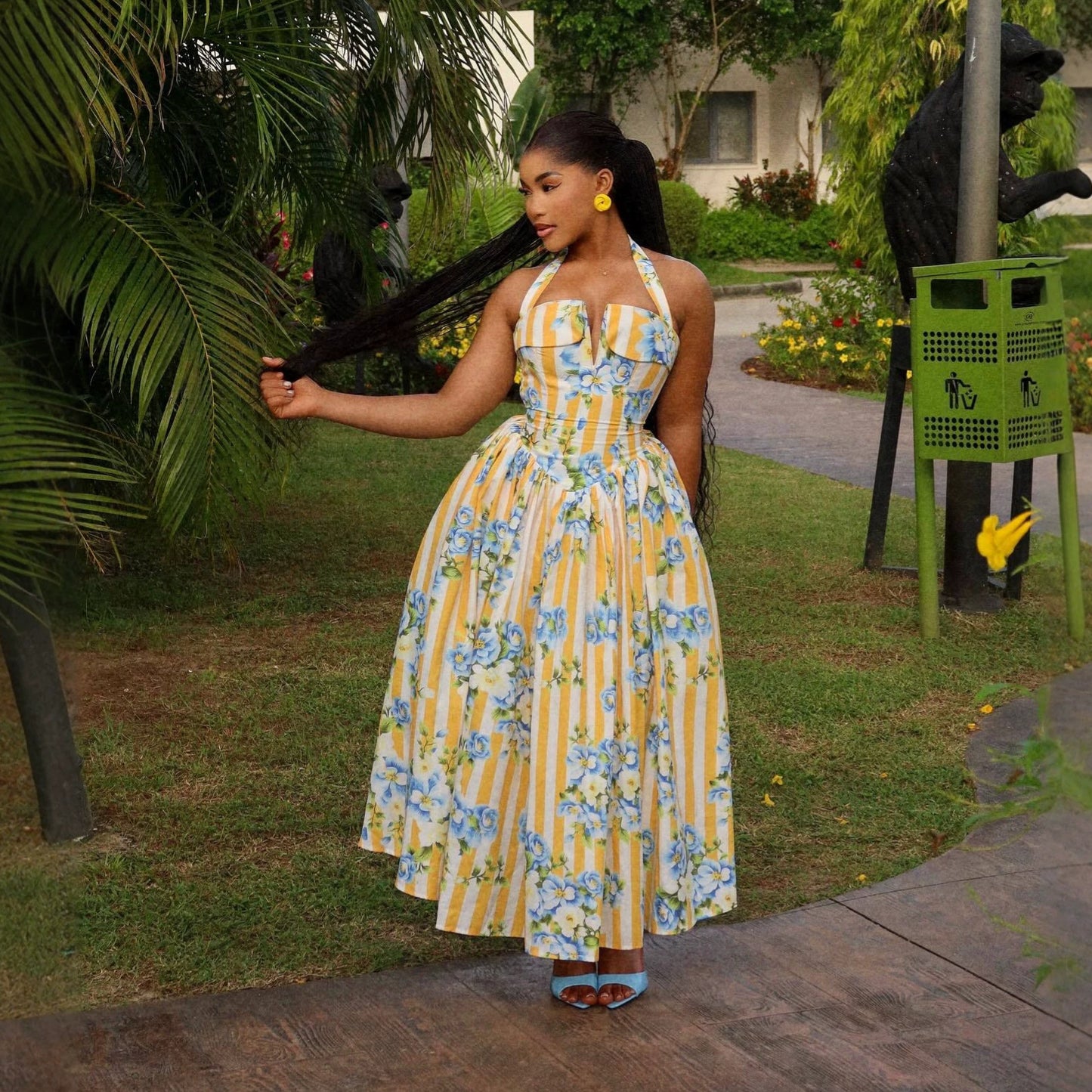 Floral Print Halter Neck Dress