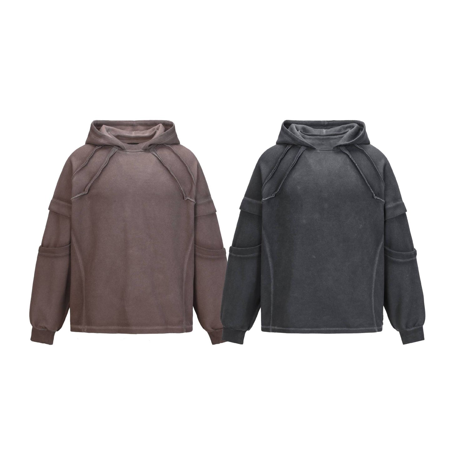 Exposed loop spliced hoodie