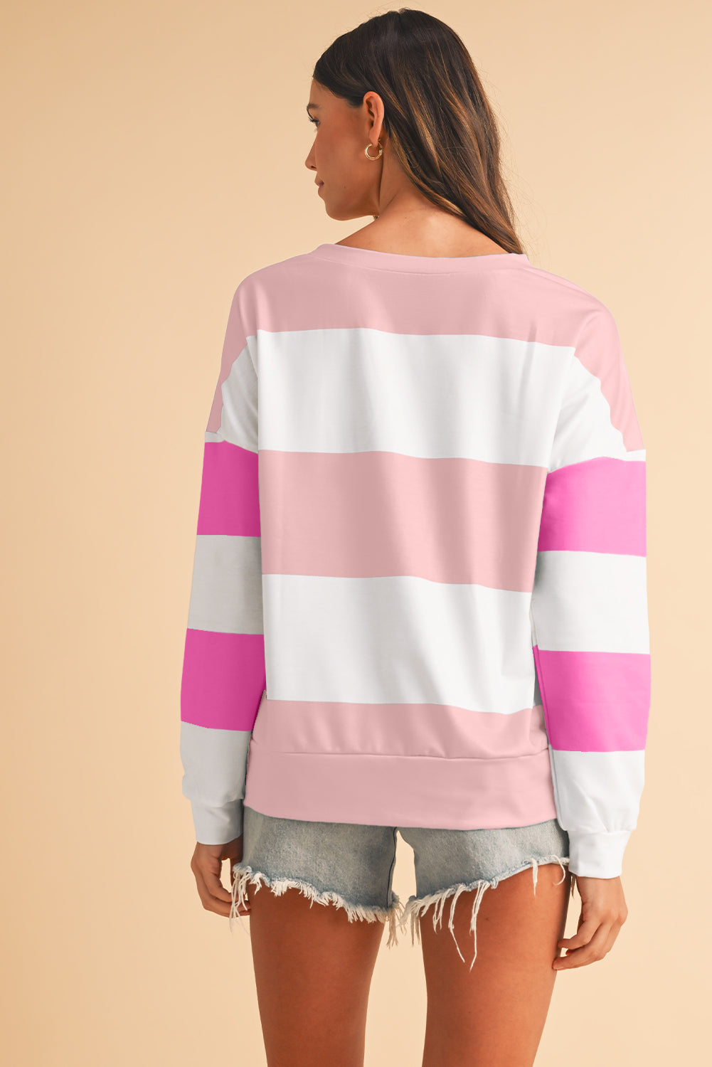 Sweatshirt met kleurblokken verlaagde schouders en lange mouwen