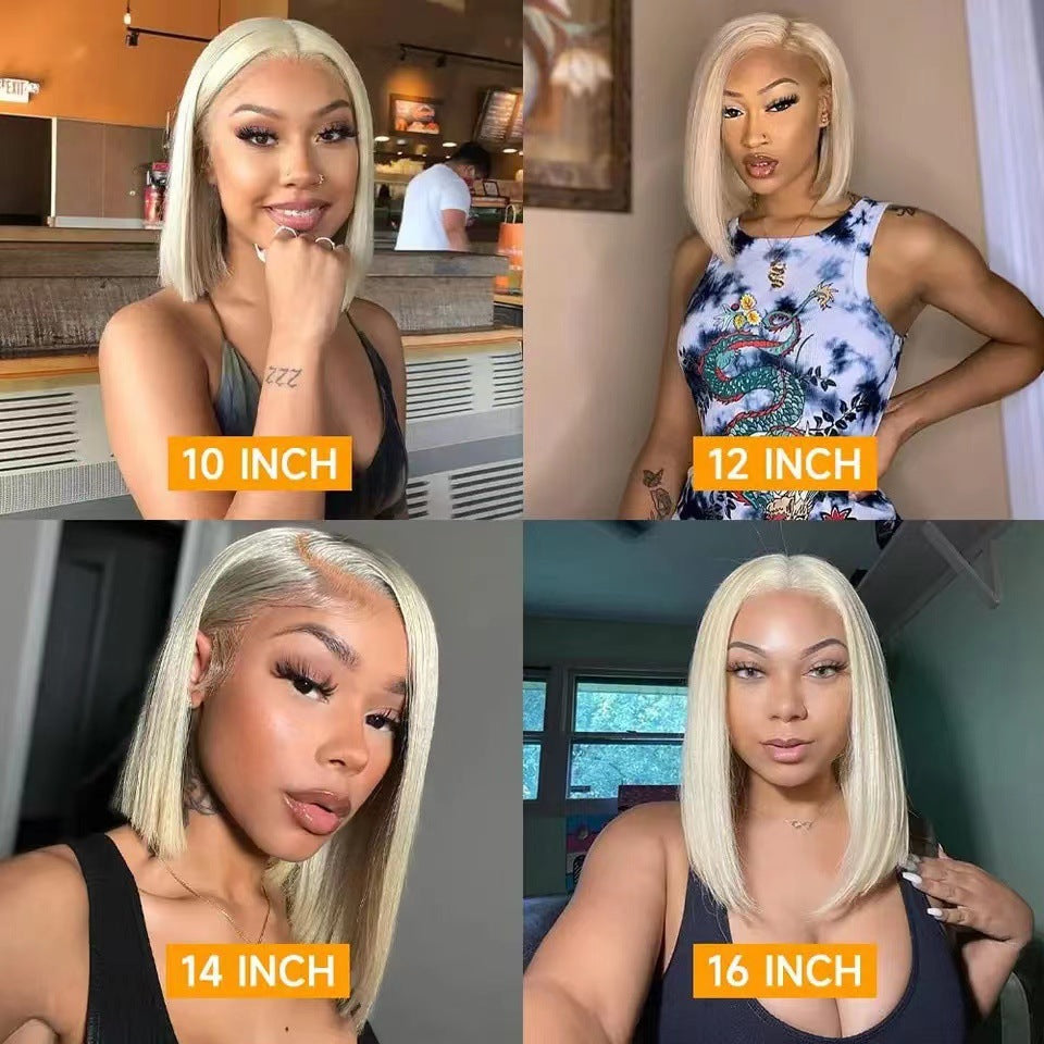 Lace Front Bob Wig Short Straight Synthetic Hair