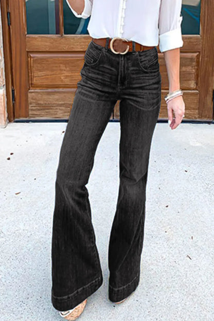 Full Size Flare Jeans with Pockets Plus Size