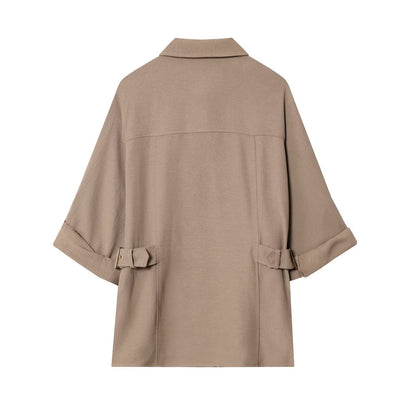 Women's Clothing Side Buckle Safari Shirt + Wide Leg Pants Set