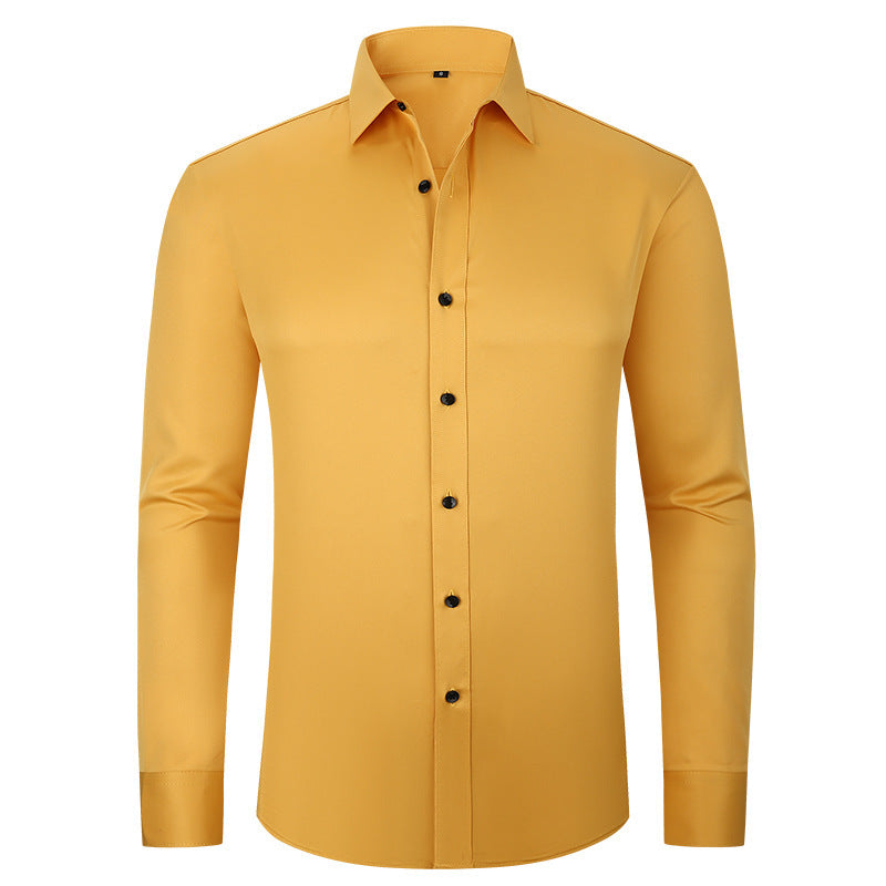 Cotton Long Sleeve Shirt Men's Stretch Non-Iron Dress Shirt  Size Business Casual Shirt