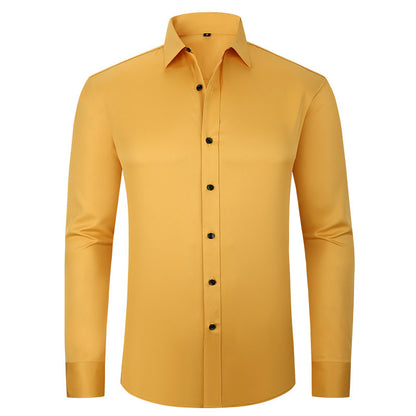 Cotton Long Sleeve Shirt Men's Stretch Non-Iron Dress Shirt  Size Business Casual Shirt