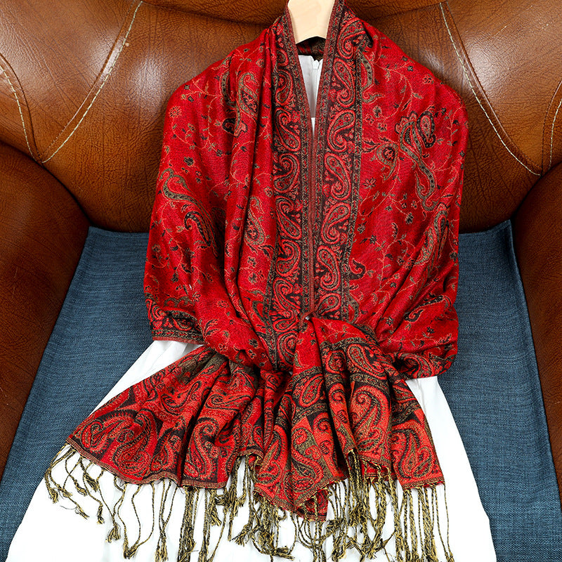 Women's Jacquard Imitation Cashmere Shawl Wrap Long Scarf