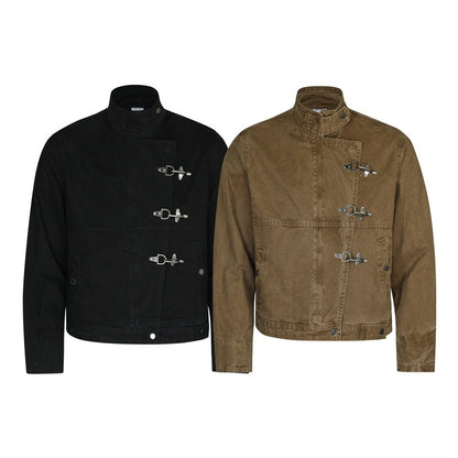 Retro Airplane Buckle Denim Jacket