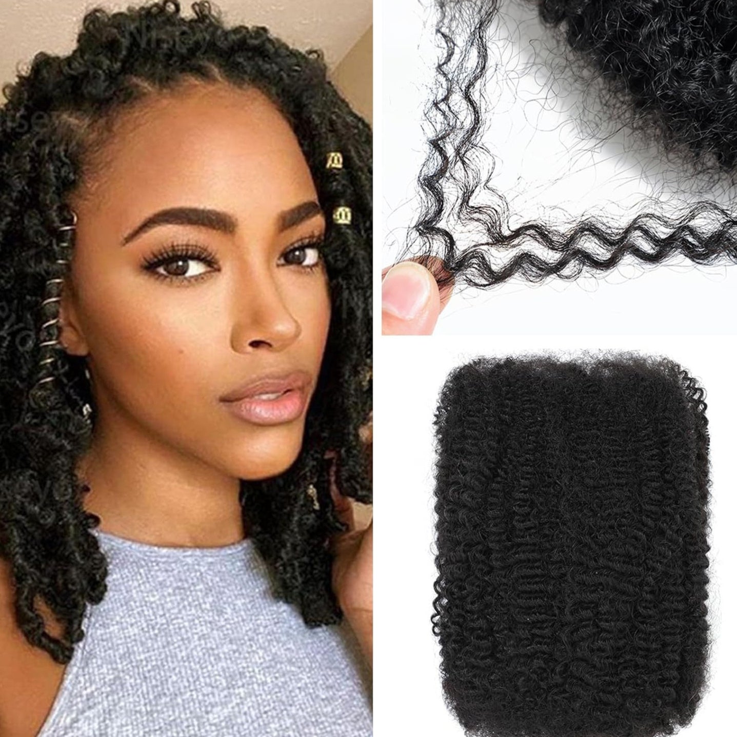 Afro Kinky Curly Bulk Menselijk Haar