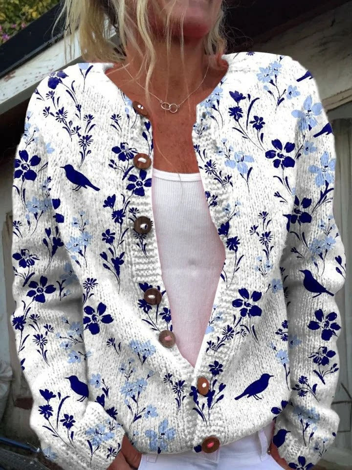 Womens 3D Printed Knit Cardigan