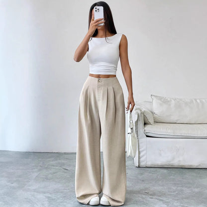 Losse dames pantalon met rechte pijpen
