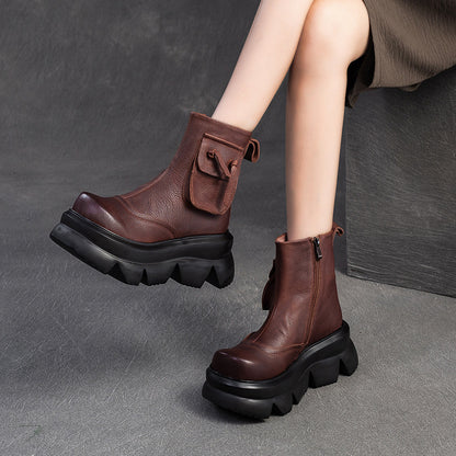 Top layer cowhide high-heeled ankle boots