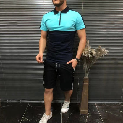 Heren casual pak revers poloshirt en shorts