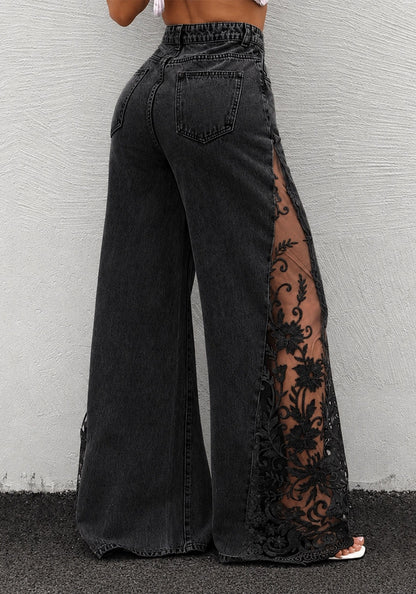 Fashion High Waist Loose Dumped Denim Trousers