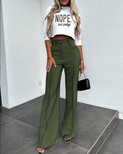 Women's Nine-Quarter Sleeve Slim-Fit Suit Set