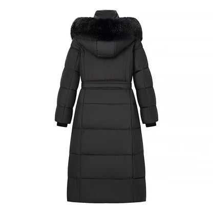 Women's Fashionable Classic Long Cotton Coat with Hand-Inserted Cotton