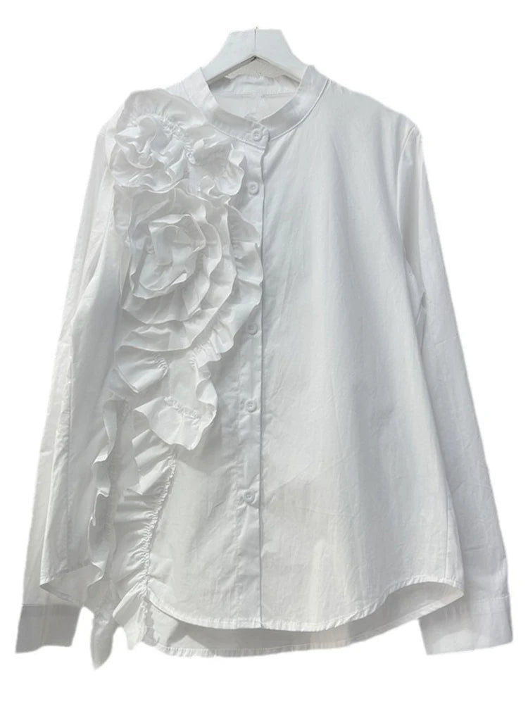 Blouse met lange mouwen gegolfd onregelmatig in elkaar gezet