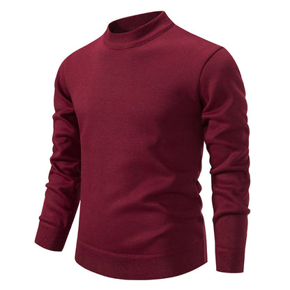 Men's Thickened Fleece-Lined Crew Neck Knit Sweater Autumn Winter