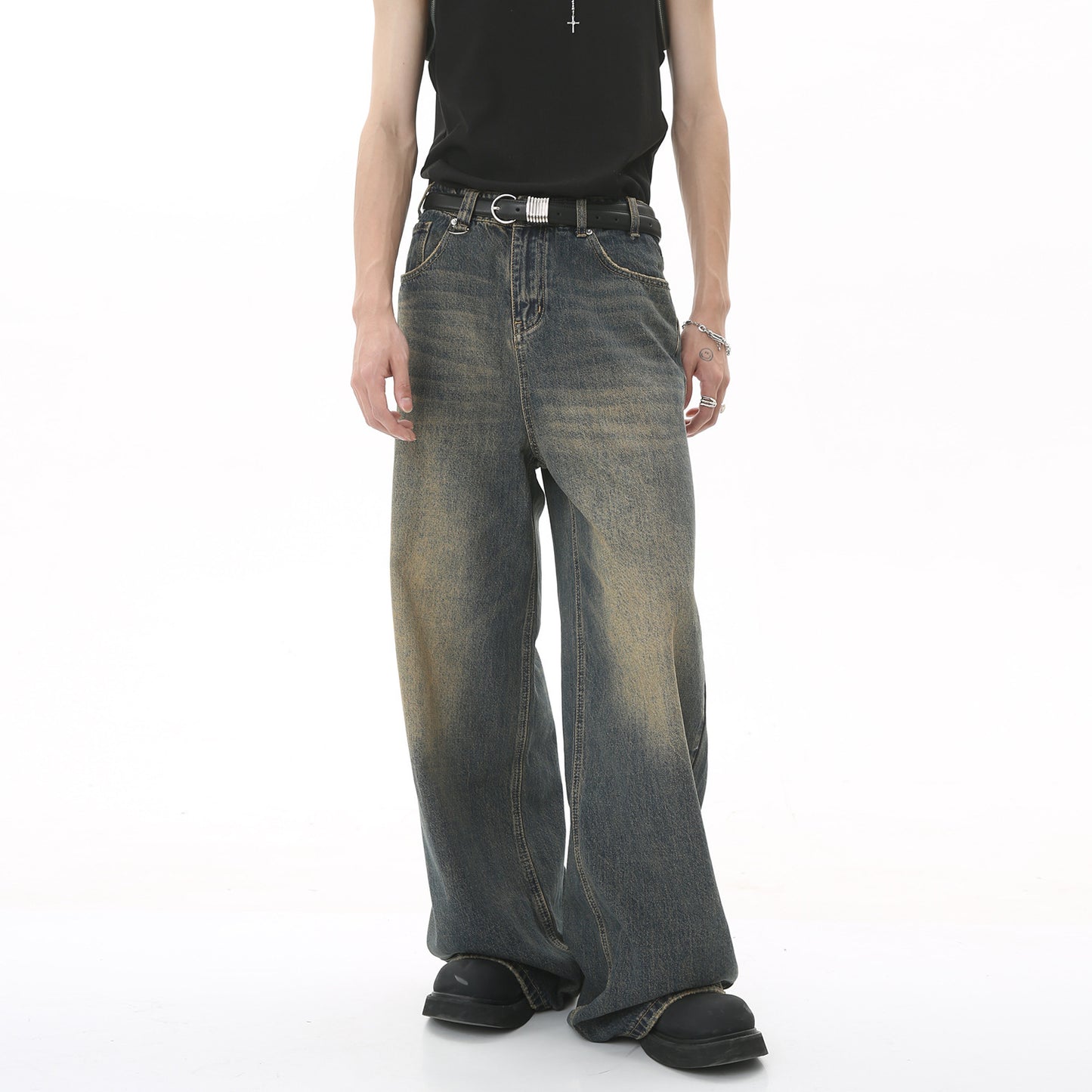 Retro jeans met wijde pijpen voor heren