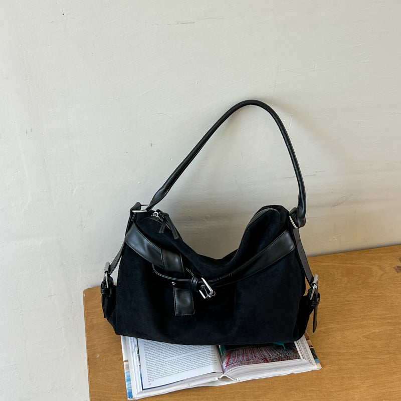 Vintage Suede Shoulder Bag for Women
