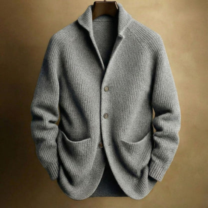 Gentleman's Knitted Three-Button Notch Lapel Cardigan