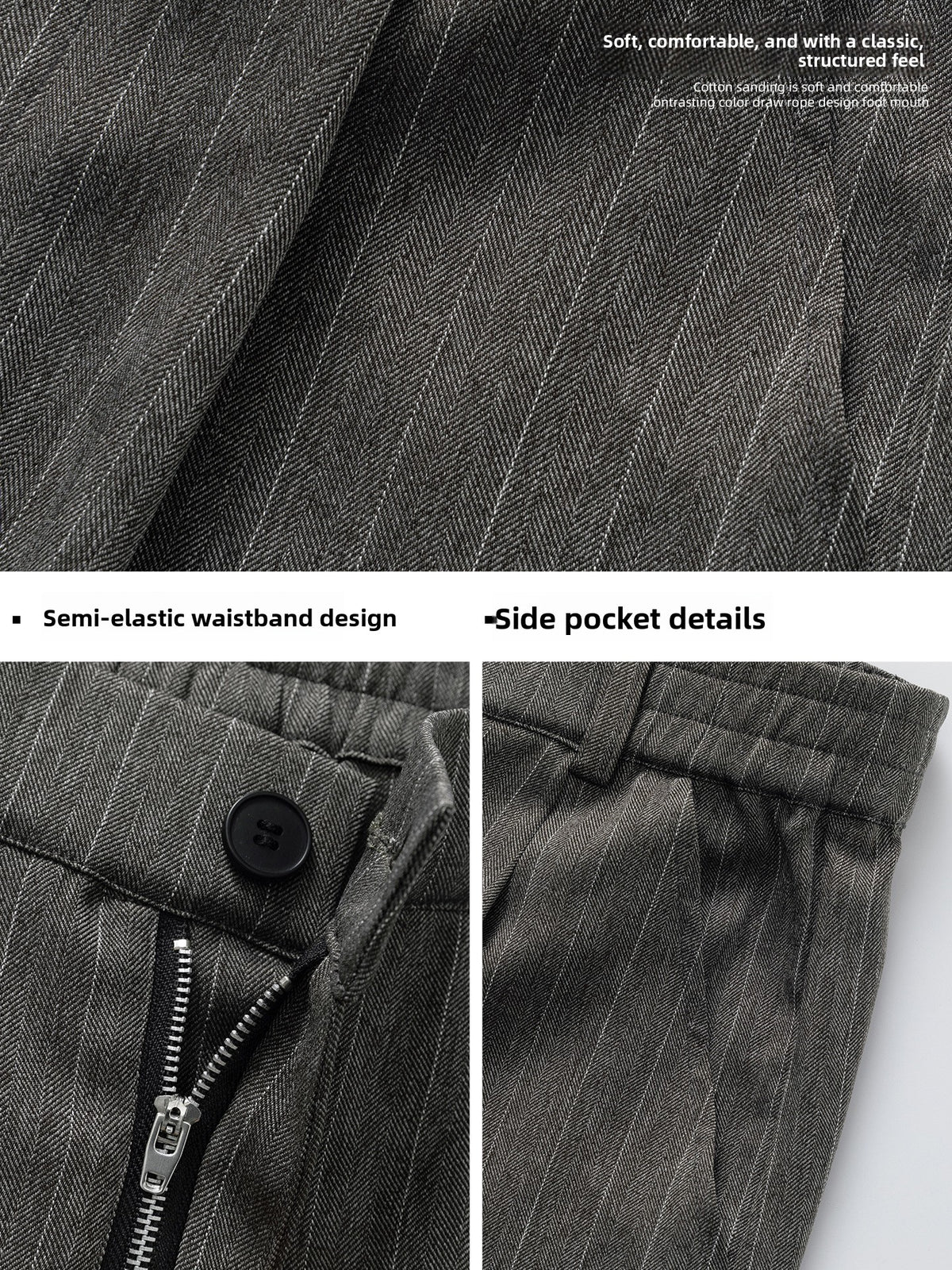 Men's Vintage Striped Drapey Loose Casual Straight-Leg Trousers