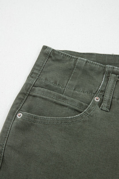 Jeans met hoge taille uitlopende pijpen en 2 knopen