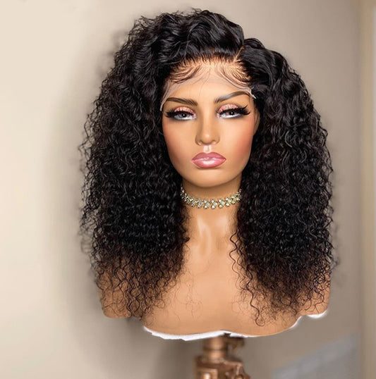 Synthetische front lace wig met watergolf krullen