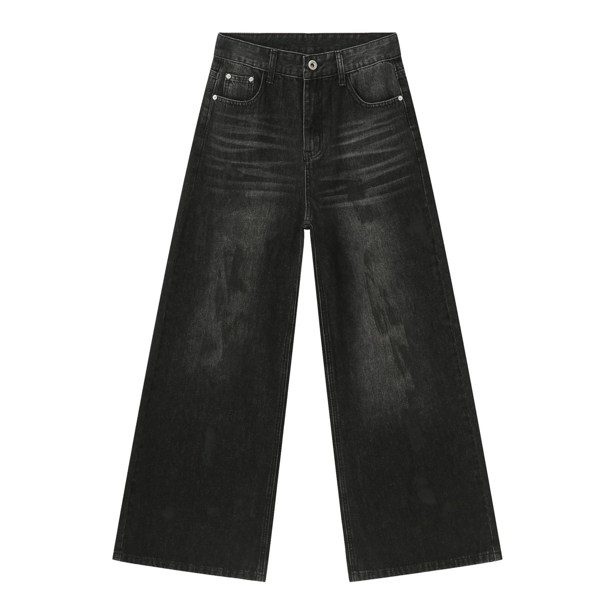 Retro wide-leg denim pants - Men's American-style loose straight-leg pants