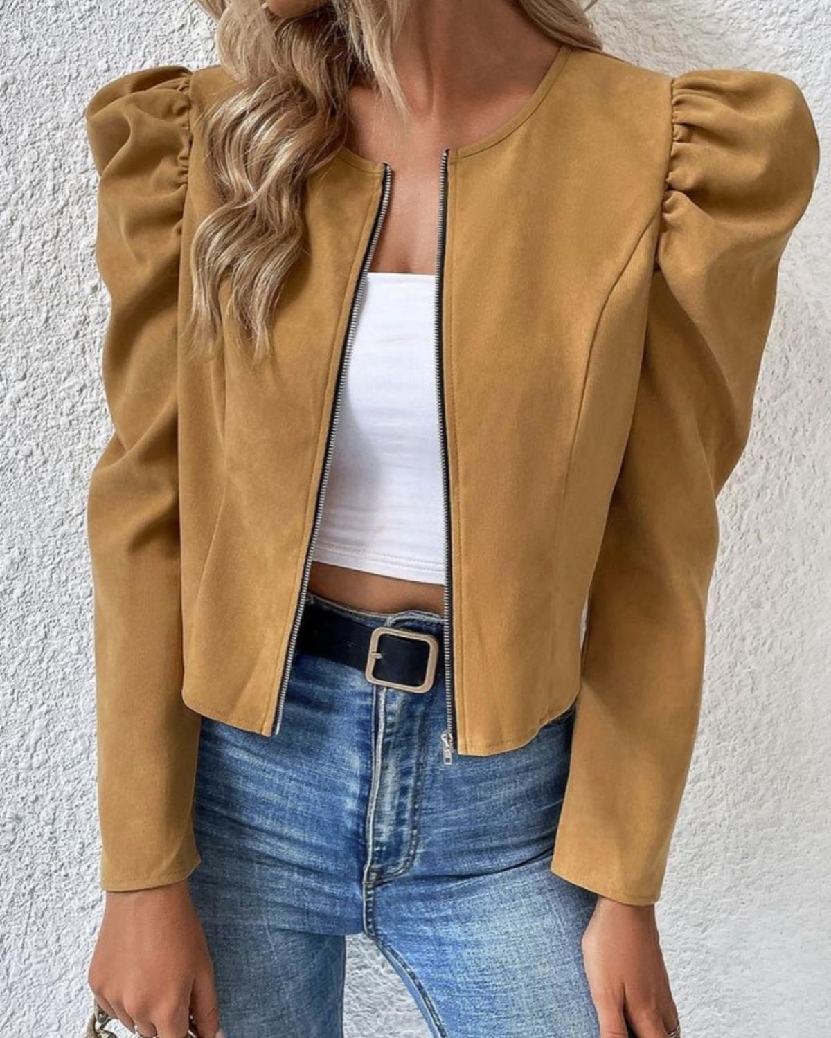 COOVS damesjas met gigotmouwen en ritssluiting