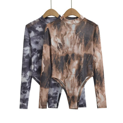 Jumpsuit women's long sleeved mesh T-shirt