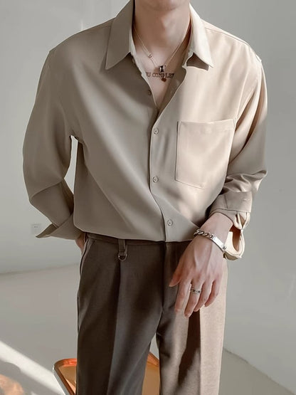 Men's loose-fitting long-sleeved shirt