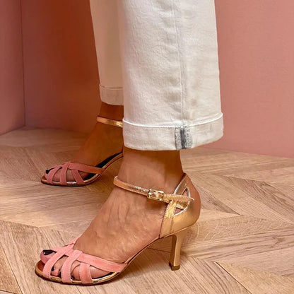 Summer high-heeled fashionable fish-mouth multi-color bag and sandals