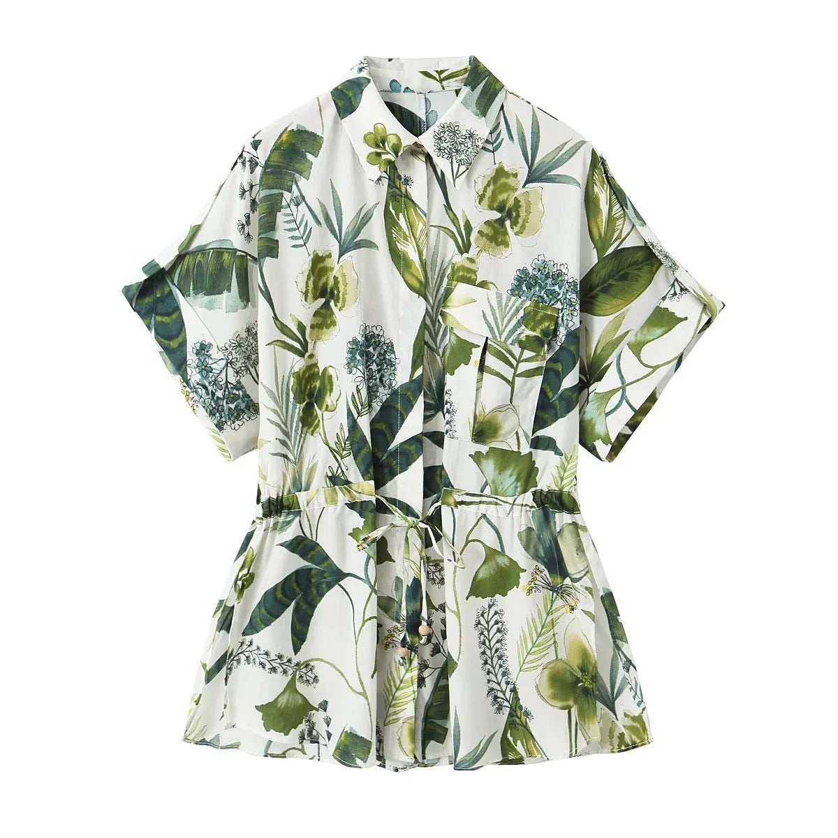 Women's Printed Shirt + Straight Leg Pants Set