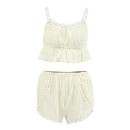 Lace Trimmed Camisole Shorts Pajama Set