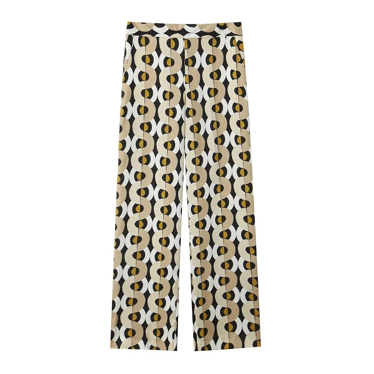 Women's Geometric Pattern Printed Shirt + Straight Leg Pants Set