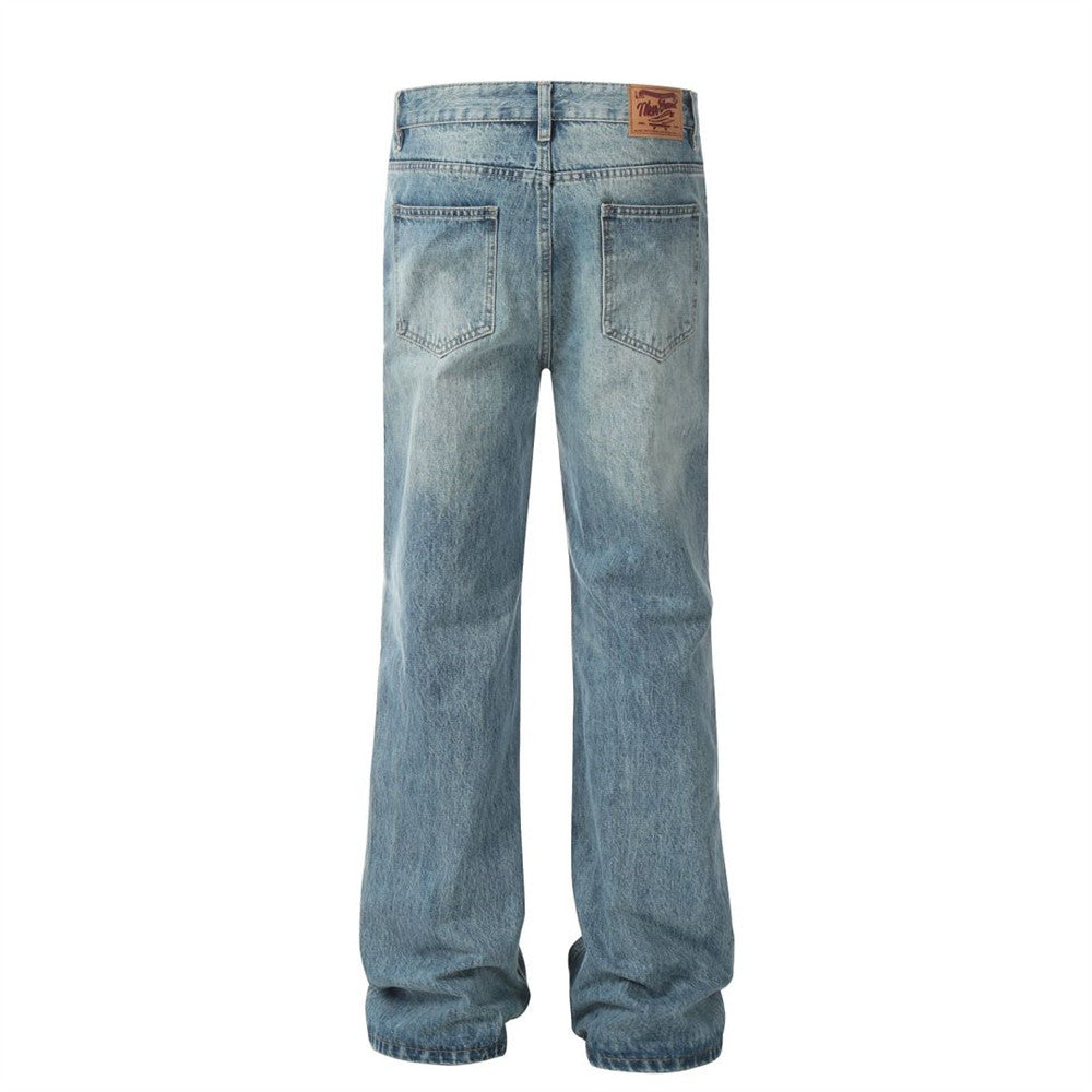 Washed denim pants
