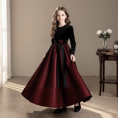Childrens Black Velvet Princess Dress for Performance