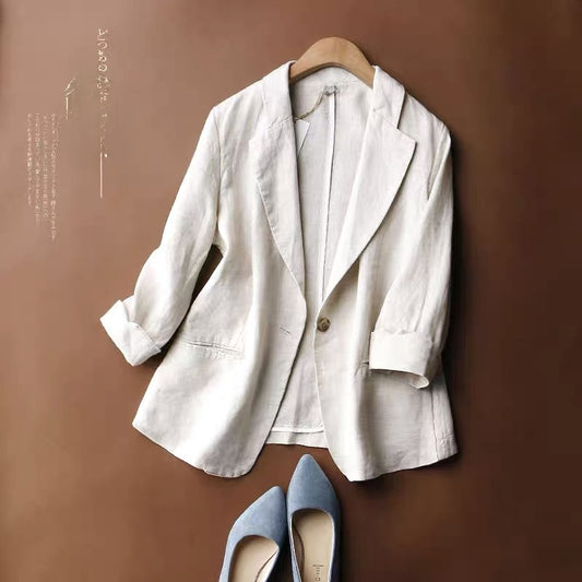 Womens Cotton Linen Blazer