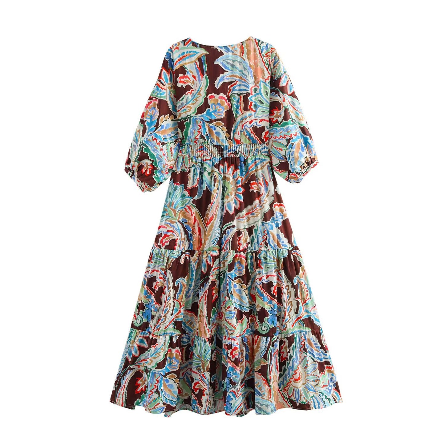 Summer European and American New Fashionable Knot Printed Dress