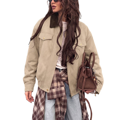 Vintage Commuter Faux Suede Coat