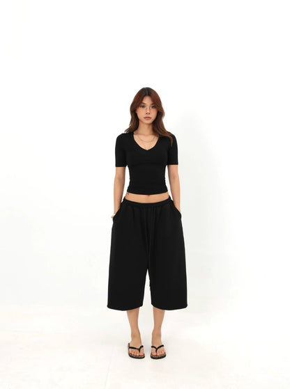 Womens Drawstring Cropped Sweatpants