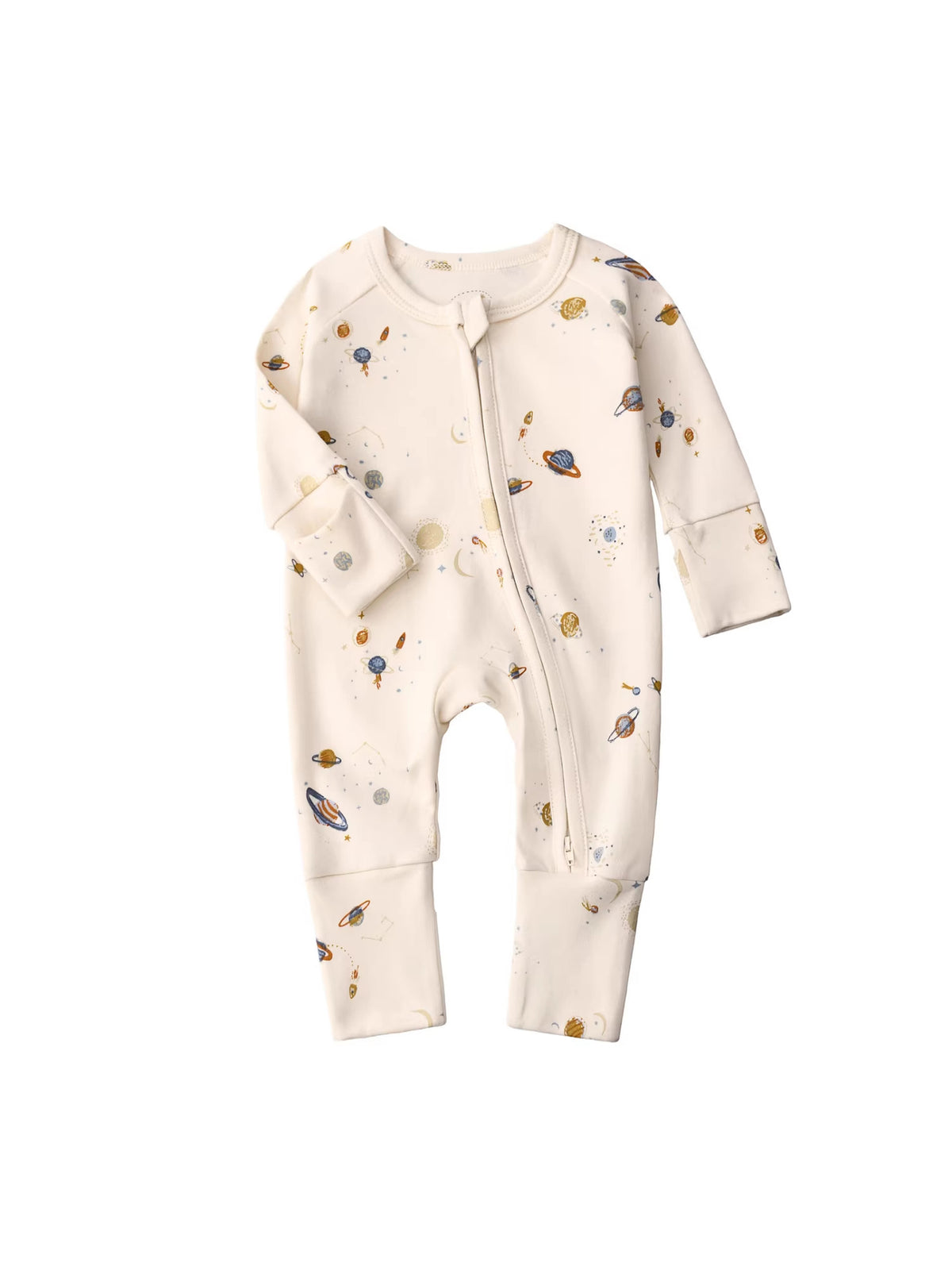 Baby Double Zipper Romper with Convertible Hand Foot Covers