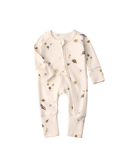 Baby Double Zipper Romper with Convertible Hand Foot Covers