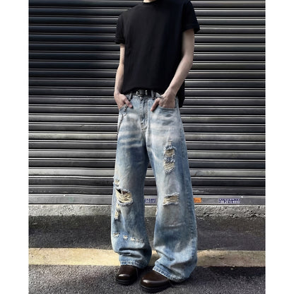 Gescheurde denim broek lichtgewicht coole streetstyle voor heren