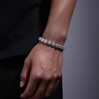 Full Diamond Square Cuban Chain Bracelet for Men