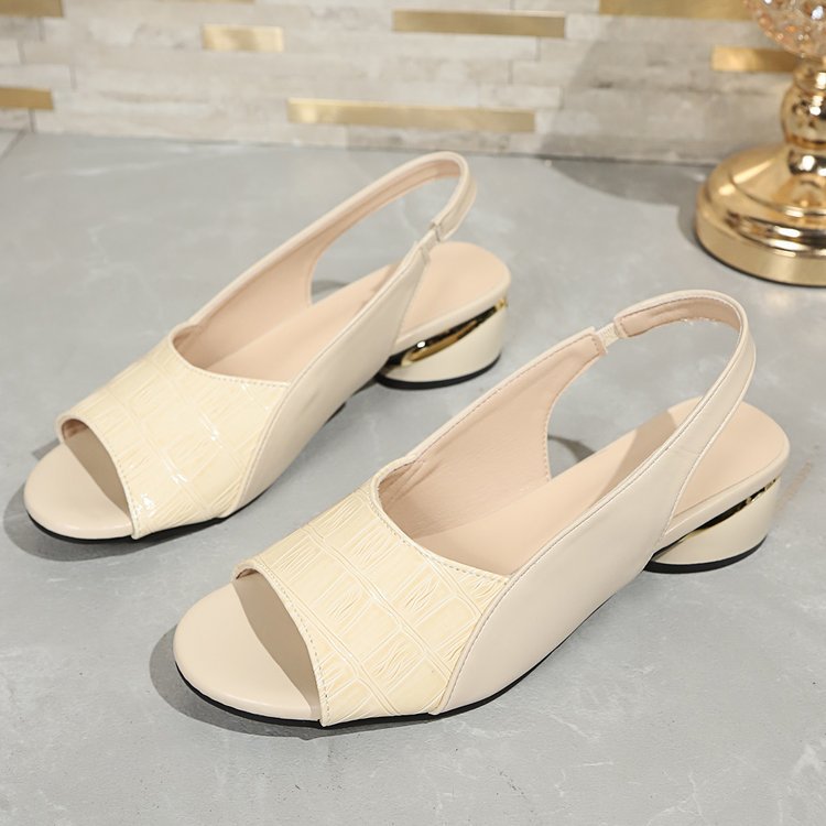 Womens Chunky Heel Peep-Toe Sandals