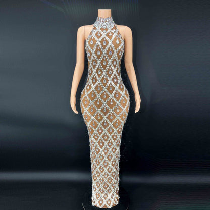 Rhinestone Silver Dress Plus Size