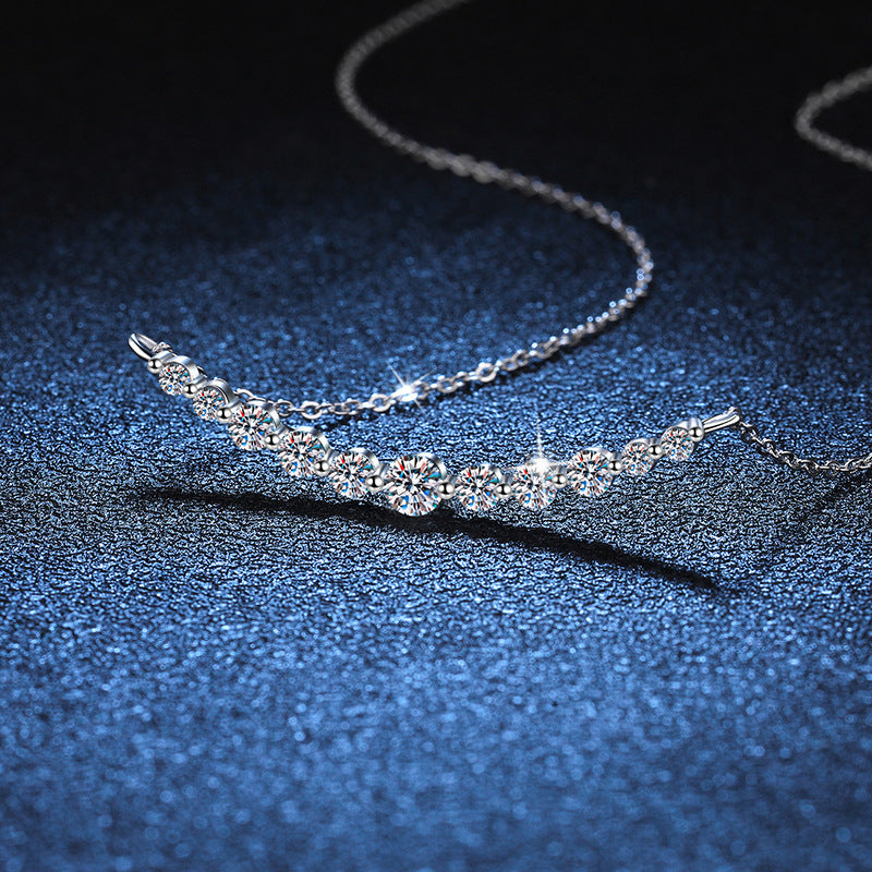 S925 Sterling Zilveren Moissanite Ketting Licht Luxe Hoogwaardige 1.1 Karaat